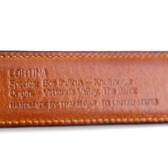 Trafalgar BLACK GENUINE LEATHER 1 1/8"Wd STITCH CASUAL DRESS BELT Size 42 (A43 - Picture 6 of 13